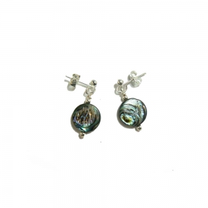 Paua Shell Earrings - Button Beads